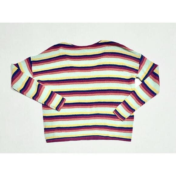 BP Womens Pullover Sweater  Multicolor Stripe Long Sleeve Lightweight Medium - Picture 12 of 15